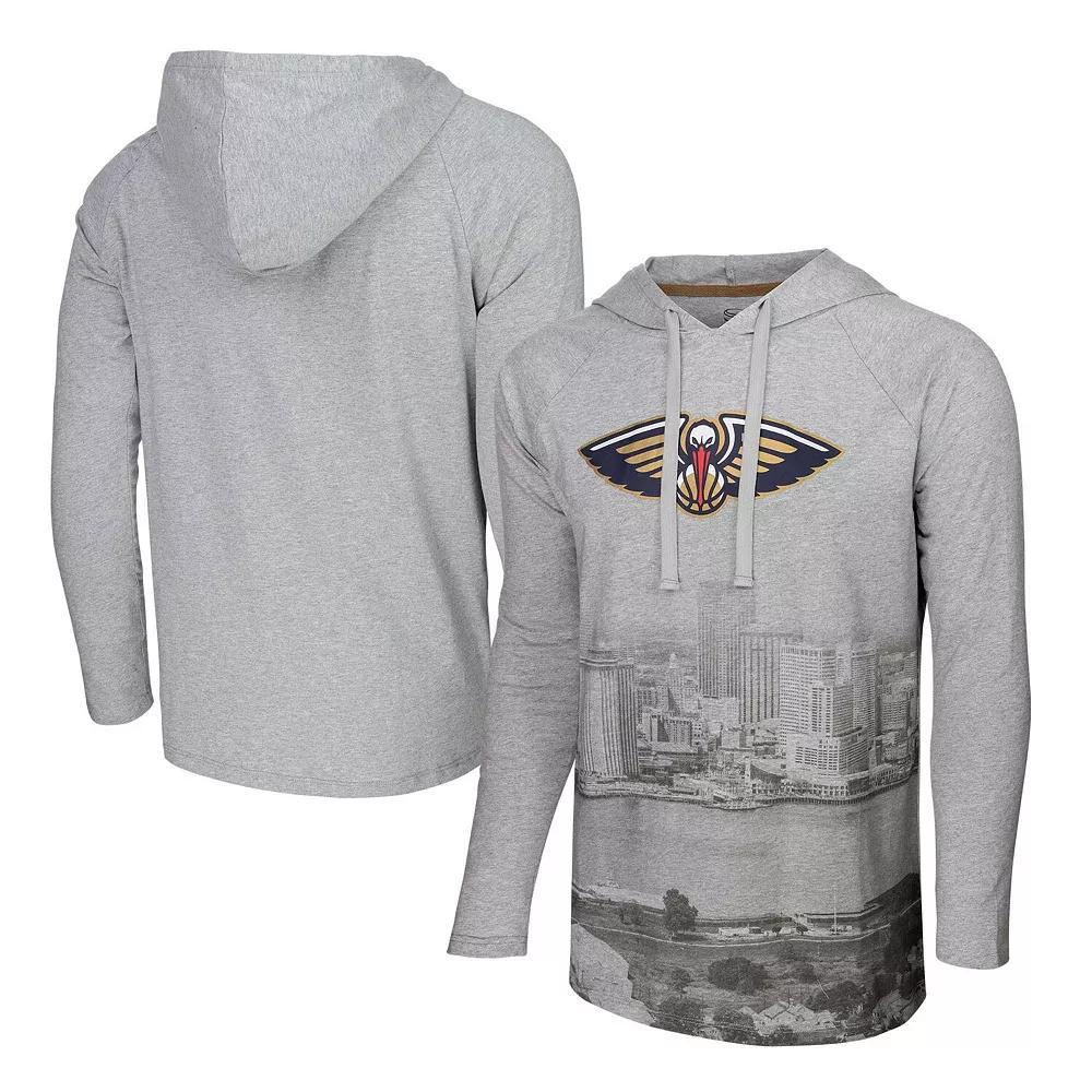 Men's Stadium Essentials Heather Gray New Orleans Pelicans Atrium Raglan Long Sleeve Hoodie T-Shirt, Size: Large, Grey Product Image