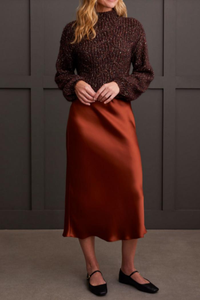 Pull-On Silky Midi Skirt Product Image