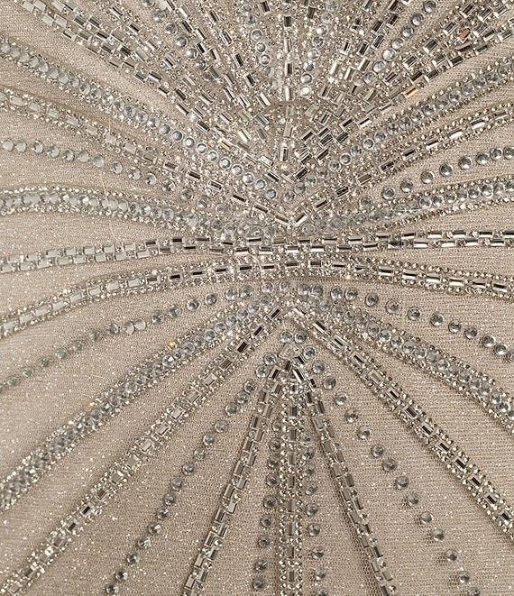 GB Sleeveless Scoop Neck Illusion Back Slit Hem Beaded Glitter Long Dress Product Image