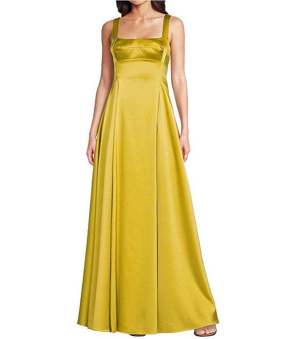 Alex Marie Helen Satin Scoop Neck Sleeveless Gown Product Image