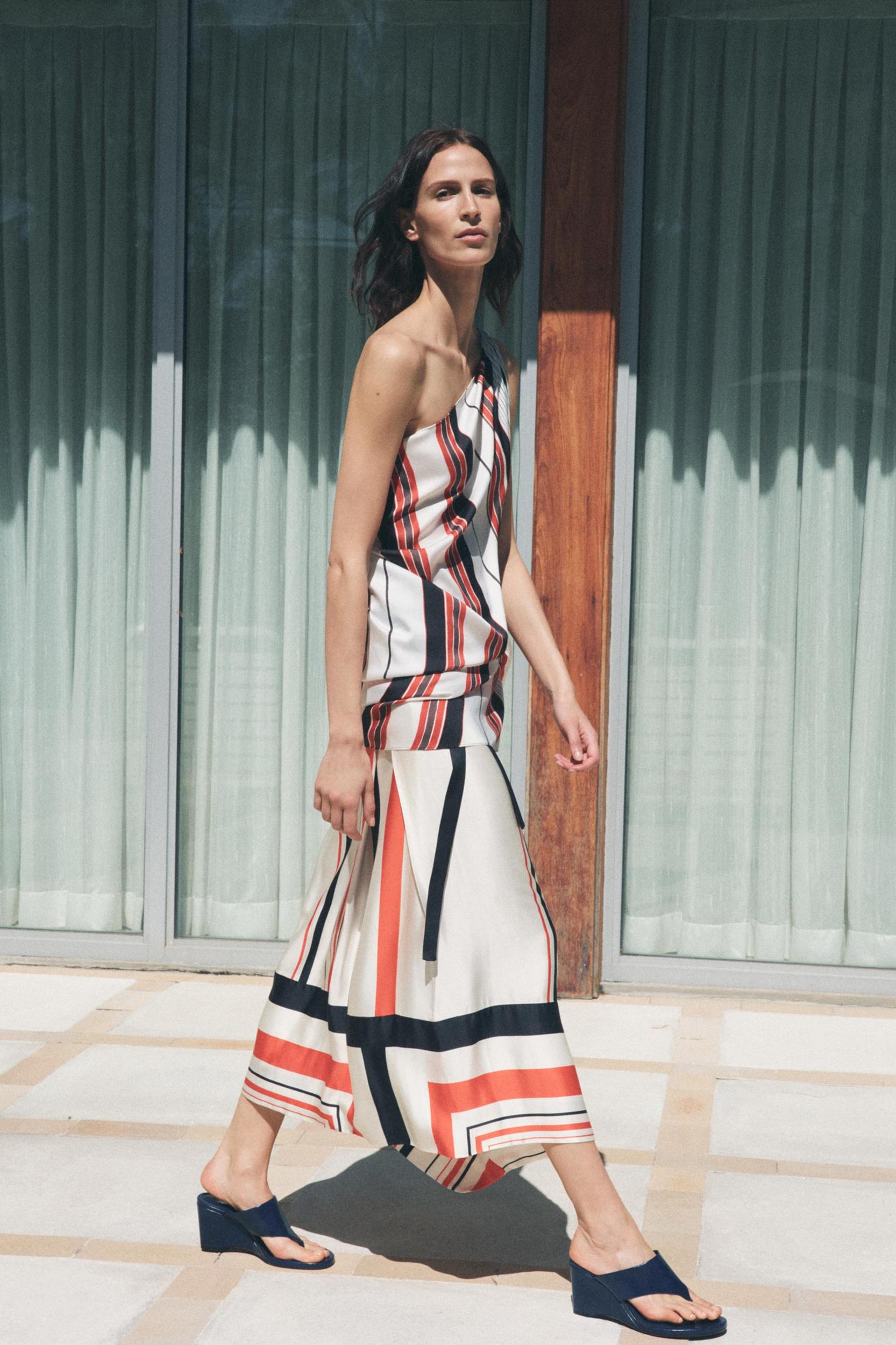 ASYMMETRIC STRIPED SKIRT ZW COLLECTION Product Image