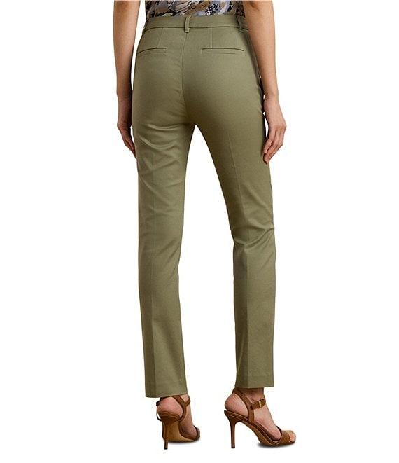 Lauren Ralph Lauren Stretch Flat Front Mid Rise Straight Ankle Pants Product Image
