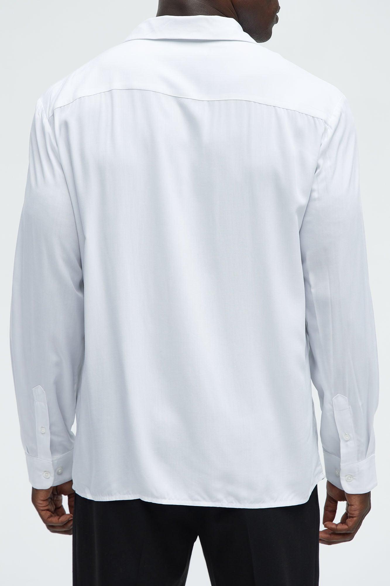 Dawson Relaxed Long Sleeve Button Up Shirt - White Product Image