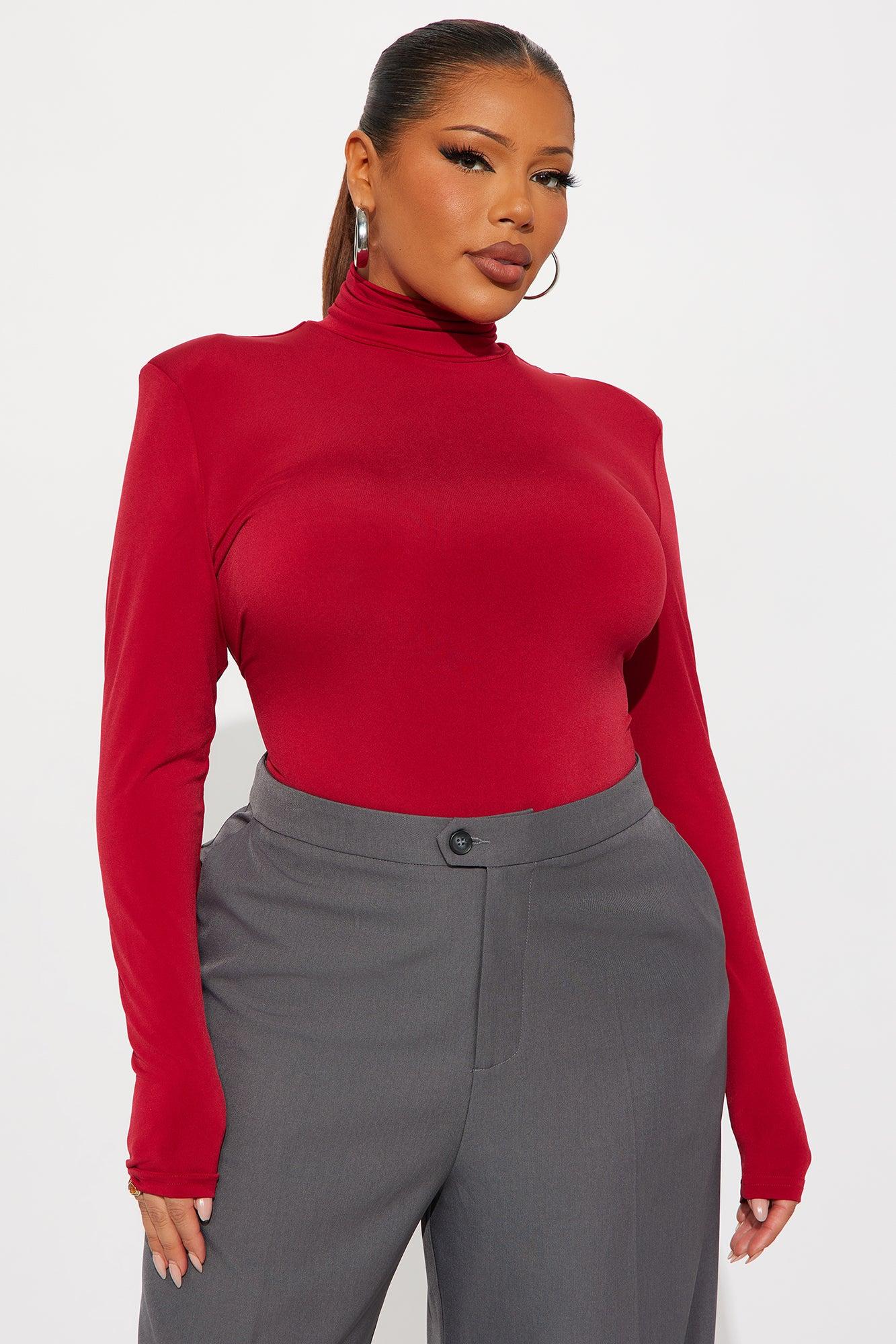 True Long Sleeve Turtle Neck Bodysuit - Red Female Product Image
