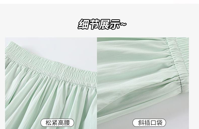 High Rise Plaid Ruffle Panel Harem Pants Product Image