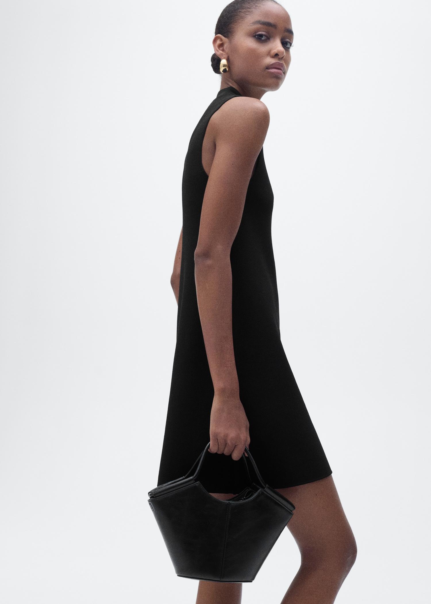 Perkins-neck knitted dress - Women | MANGO USA Product Image