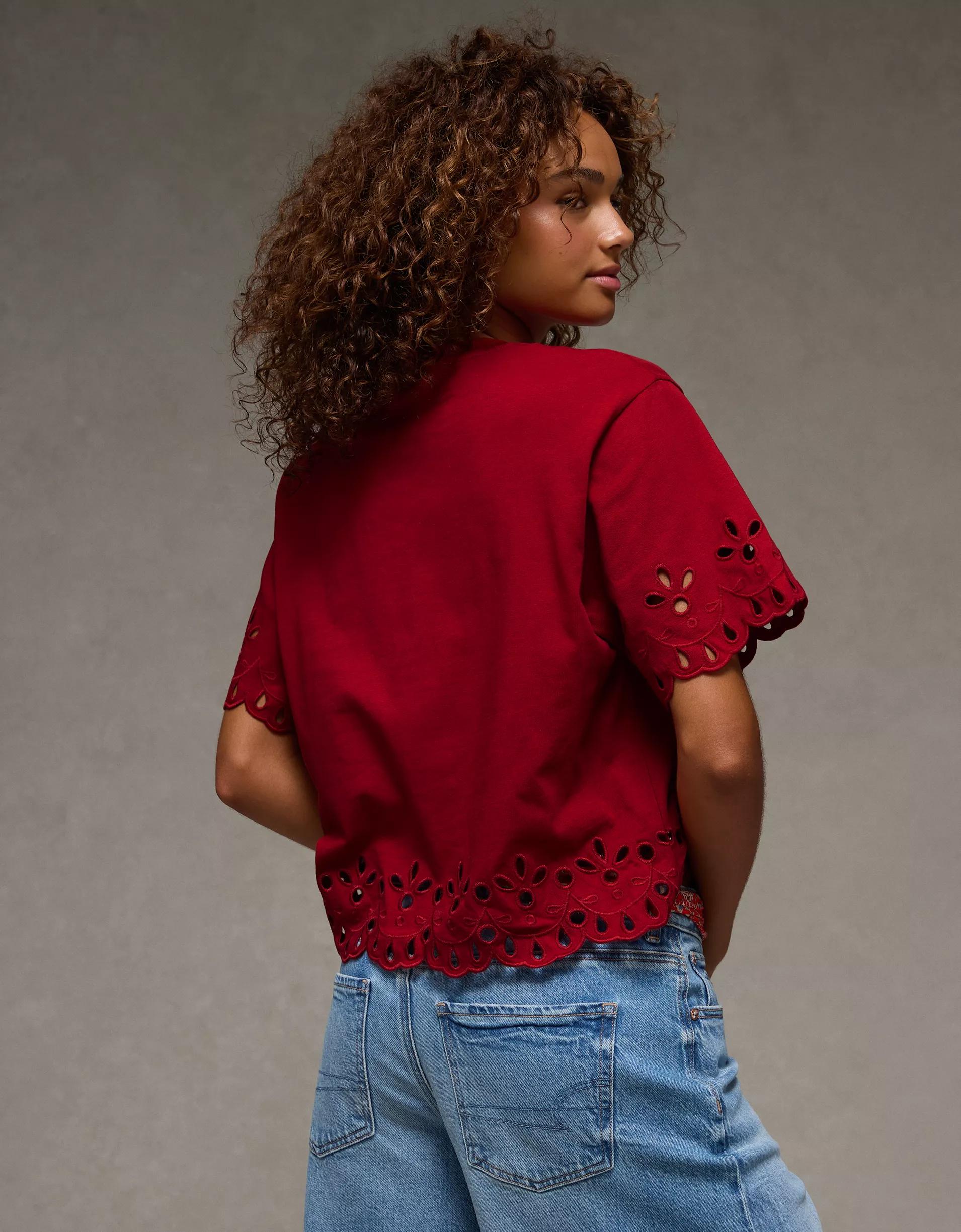 AE Boxy Eyelet T-Shirt Product Image