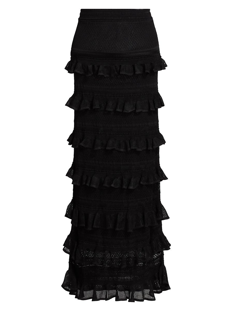 Womens Crush Ruffled-Trim Maxi Skirt Product Image
