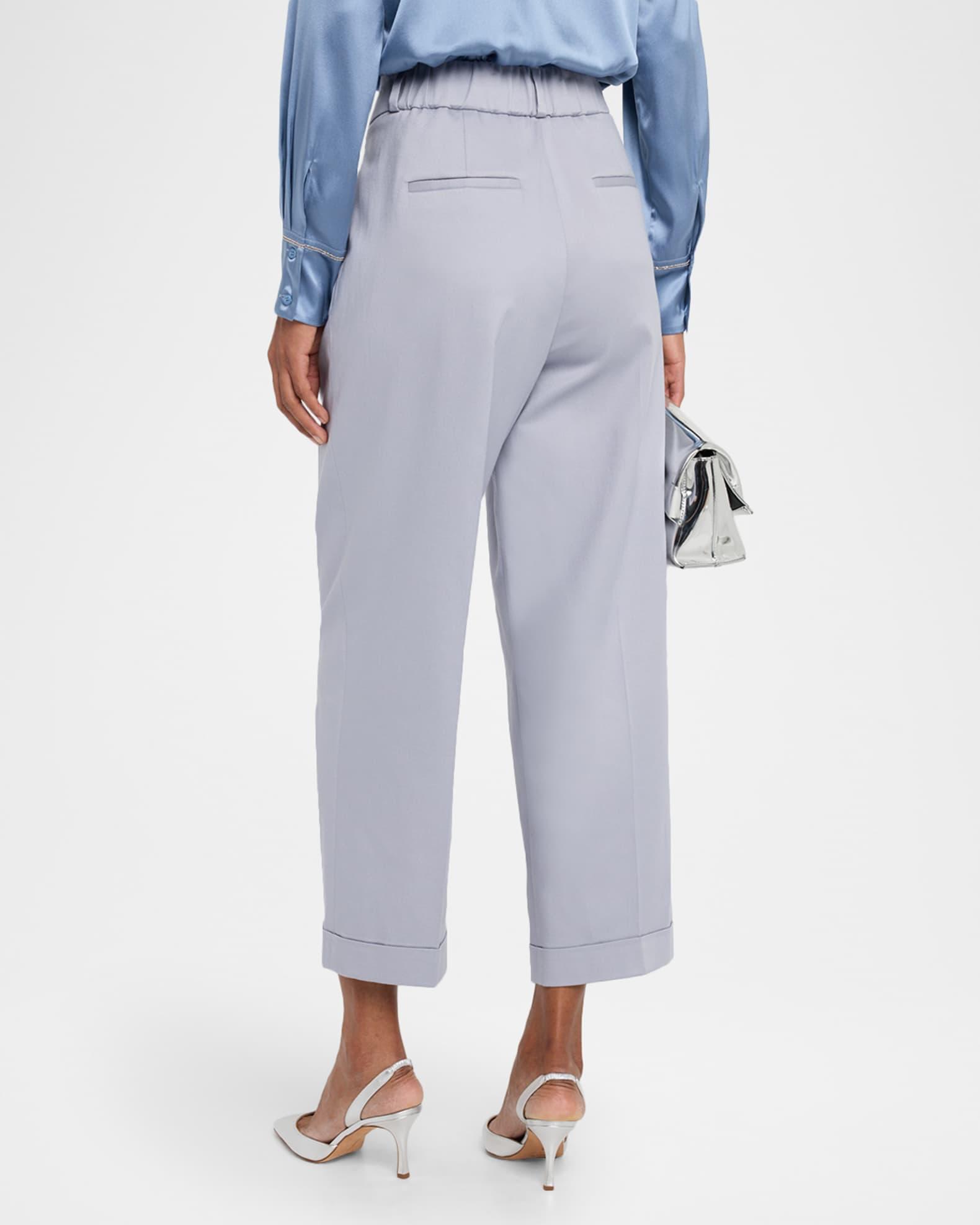 High-Rise Cropped Twill Pants Product Image