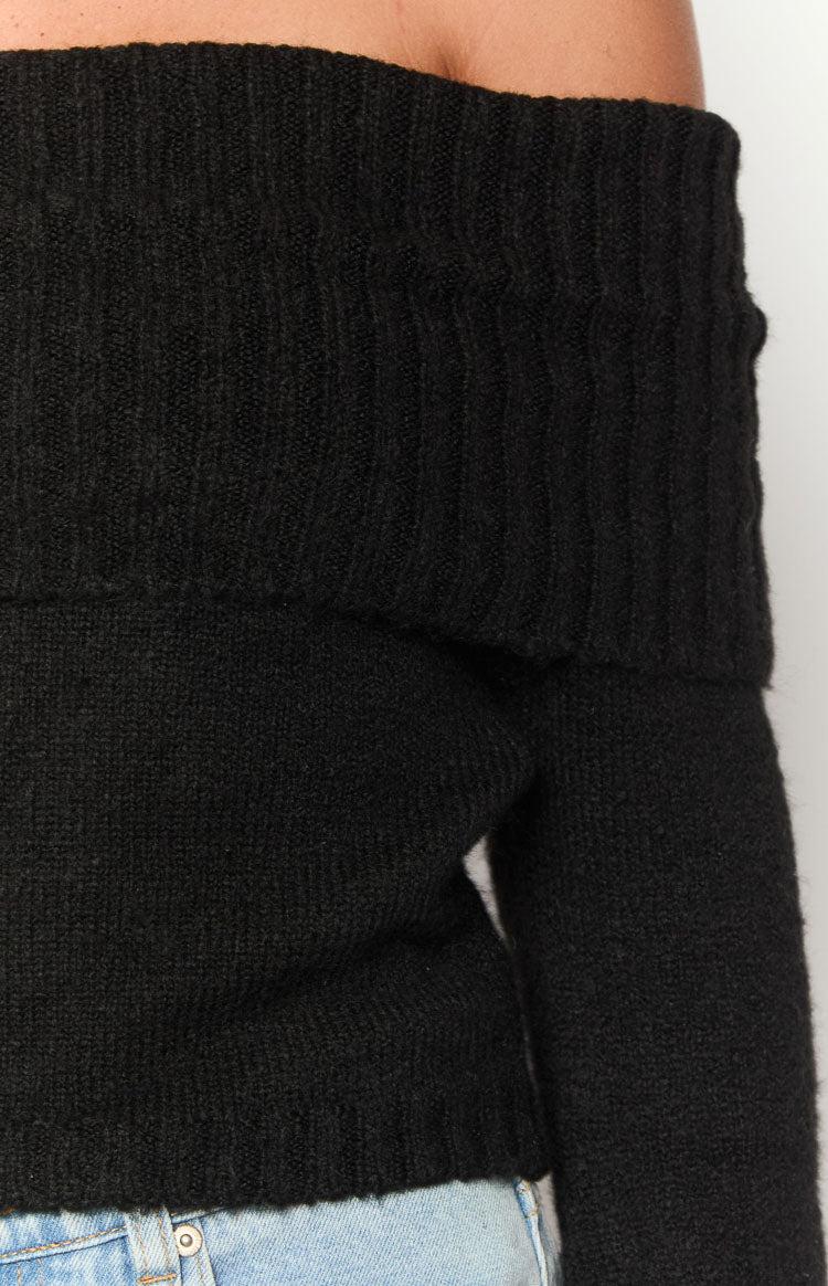 Joey Black Off Shoulder Sweater Product Image