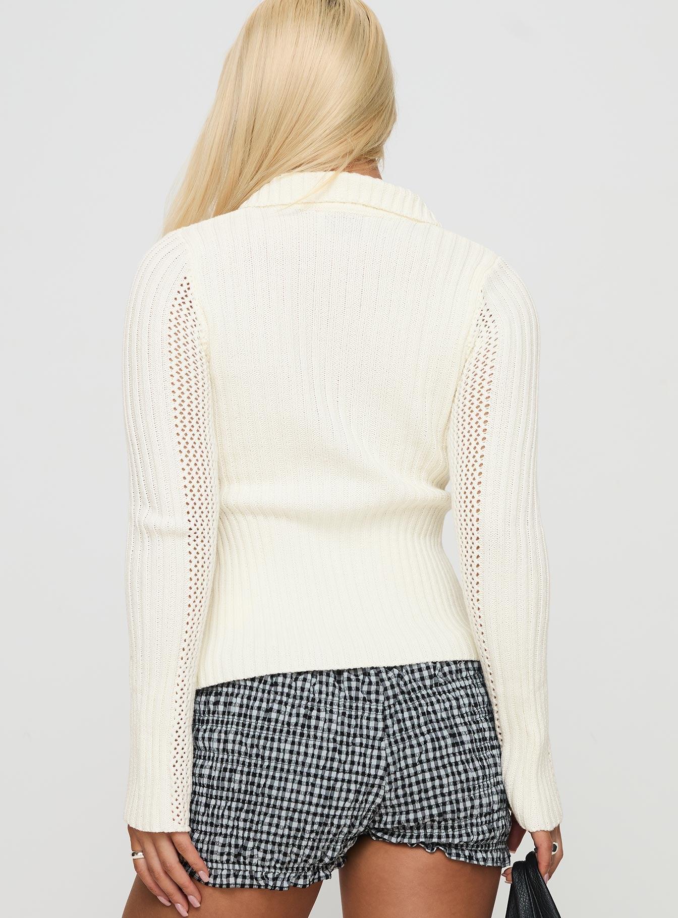 Ethanne Knit Cardigan Cream Product Image