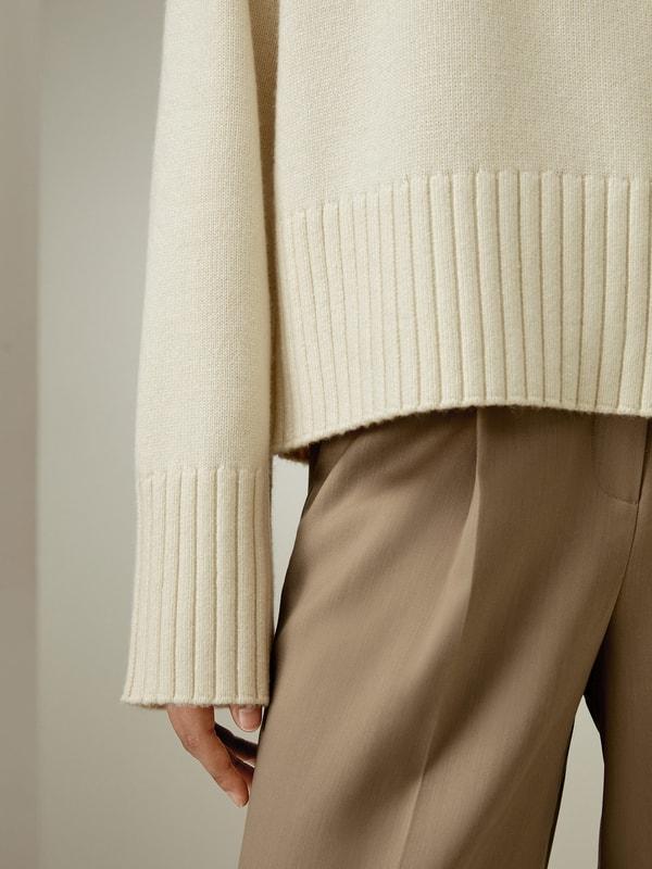 LILYSILK Cashmere Sweater Crew Neck - for Women - White Wool Cashmere - Elegant Mid-Rise Style Sweater S Product Image