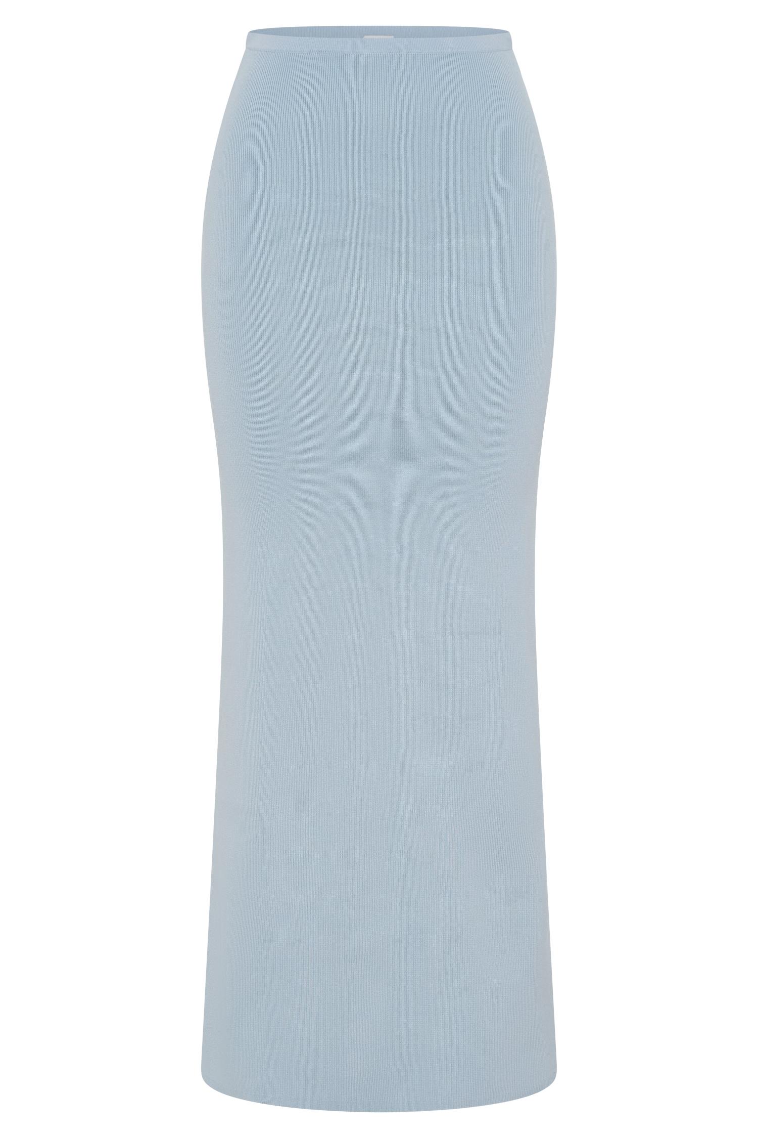 Maxine Knit Maxi Skirt - Light Blue Product Image