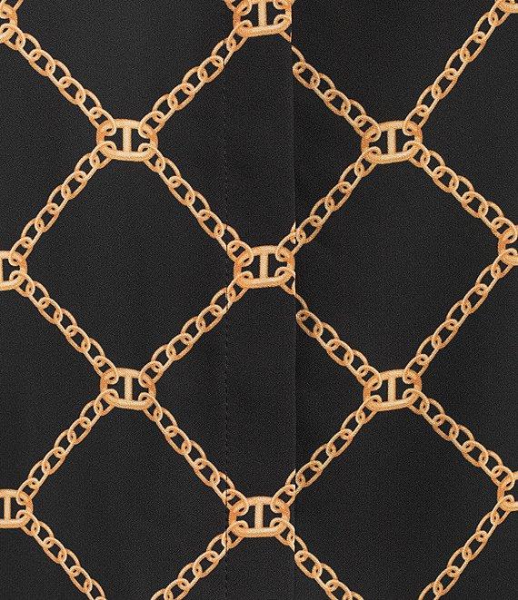 Investments Platinum Suiting Chain Border Printed Woven Sleeveless V-Neck Button Front Top Product Image