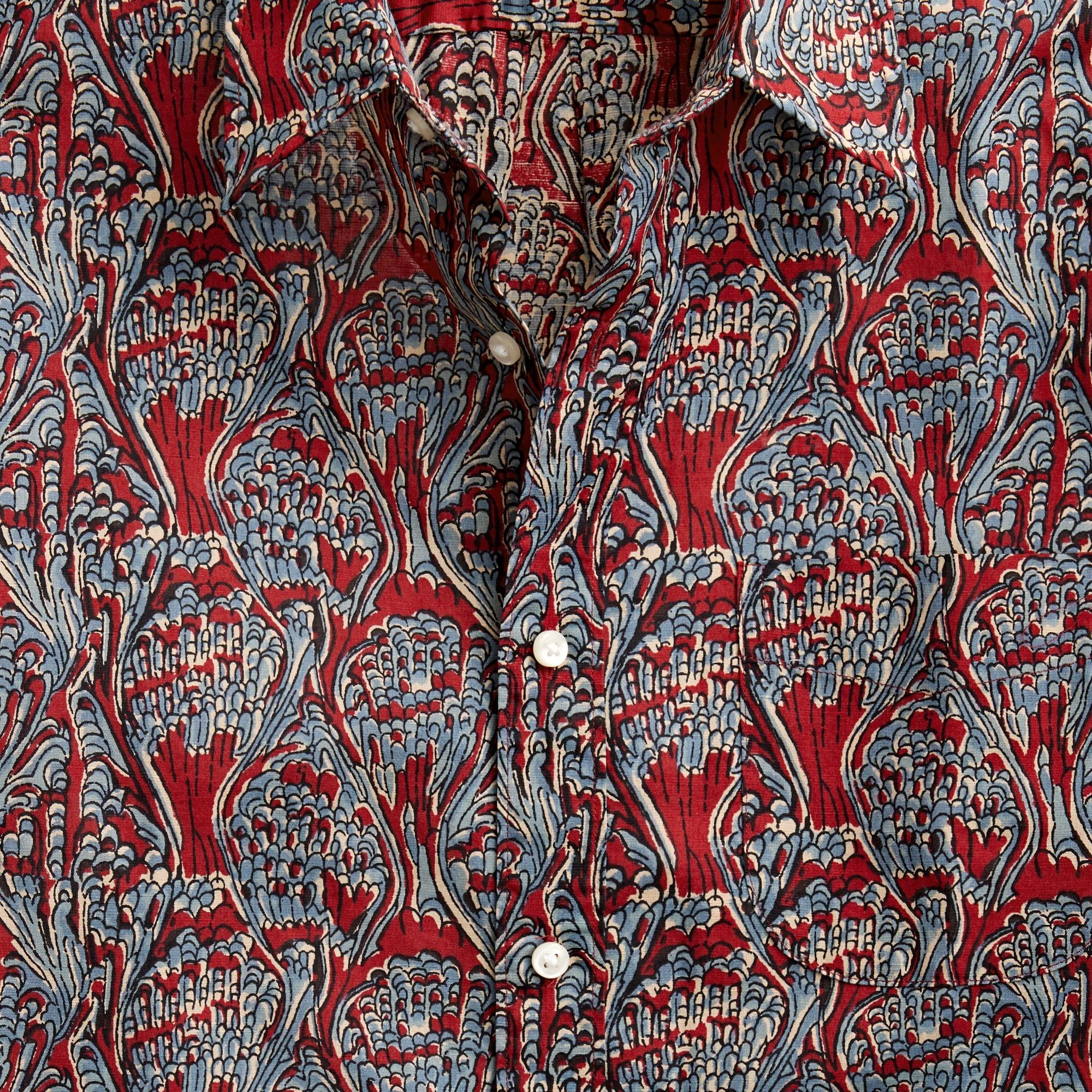 Short-sleeve cotton-linen blend shirt in print Product Image