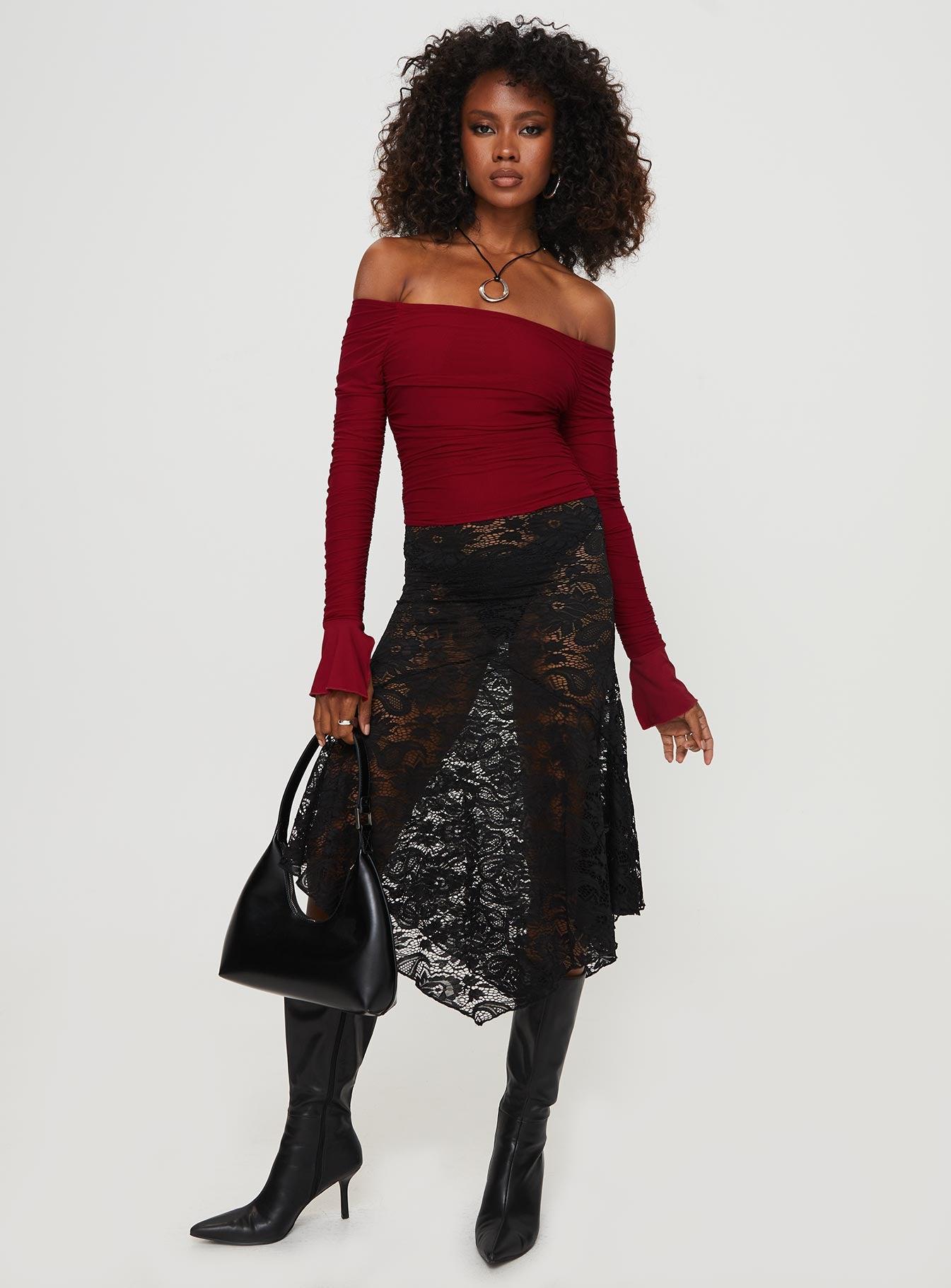 Moreno Off The Shoulder Top Burgundy Product Image