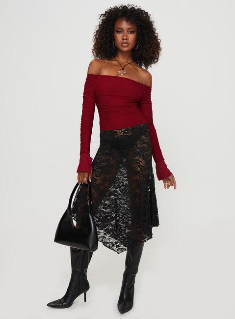 Moreno Off The Shoulder Top Burgundy Product Image