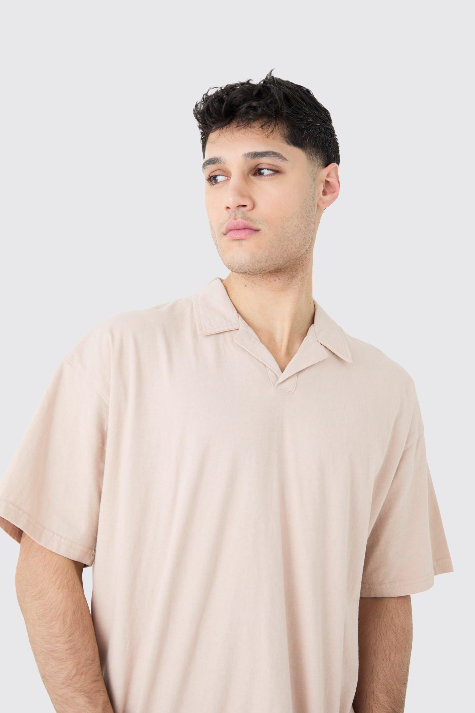 Oversized Revere Wash Polo | boohooMAN USA Product Image