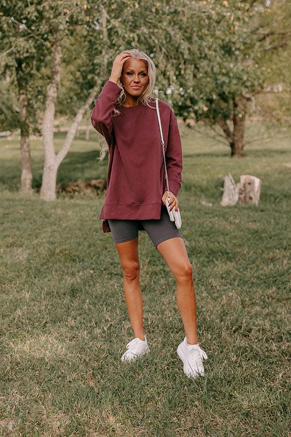 Central Park Stroll Oversized Sweatshirt in Maroon Product Image