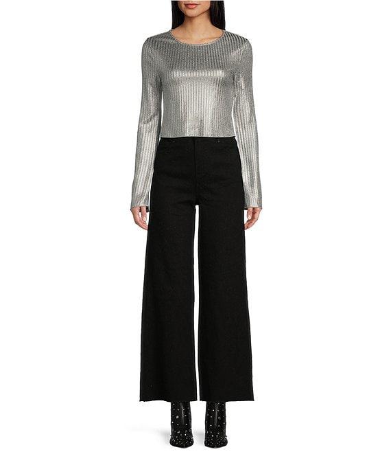 Double Zero Long Sleeve Metallic Foil Top Product Image