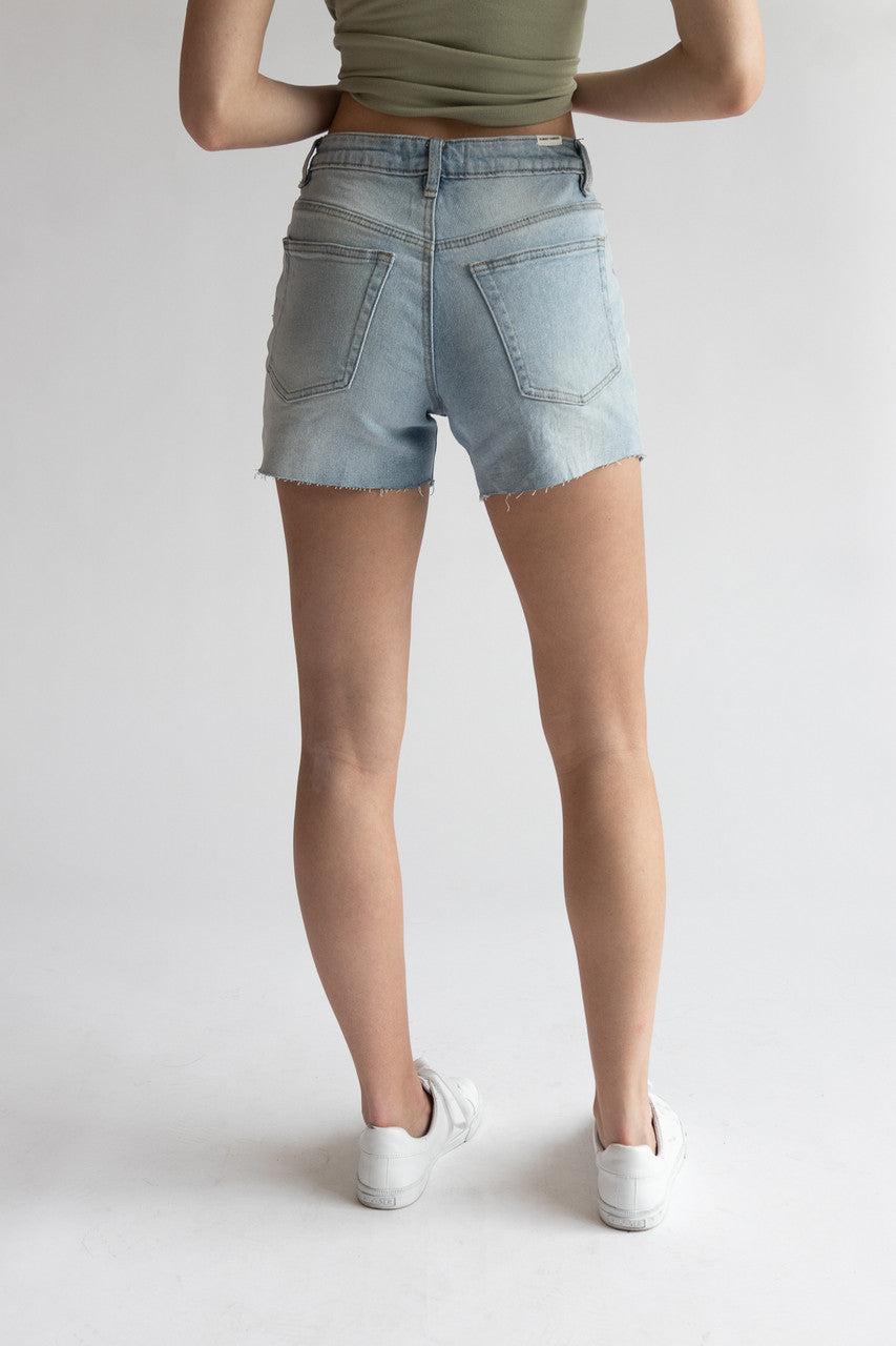 Light Wash Cut Off Denim Shorts Product Image