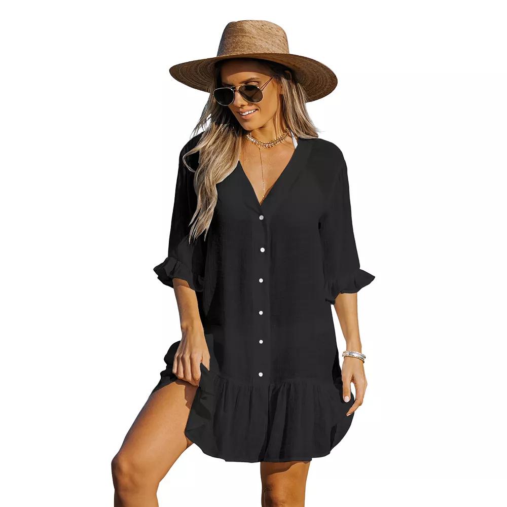 Women's Cupshe Semi-Sheer Ruffled Cover-Up Dress,  Product Image