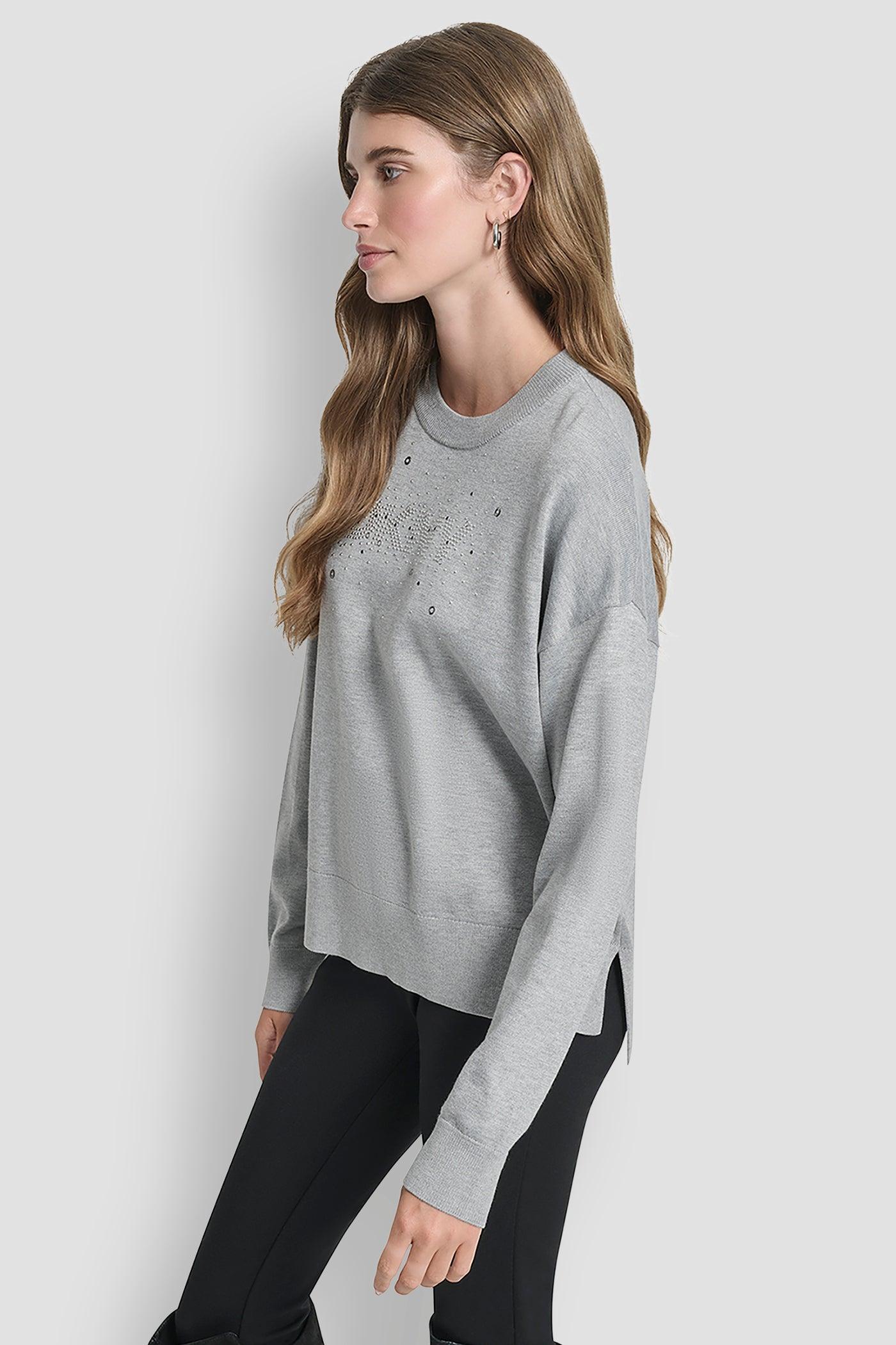 LONG SLEEVE GLITTER LOGO PULLOVER SWEATER Product Image