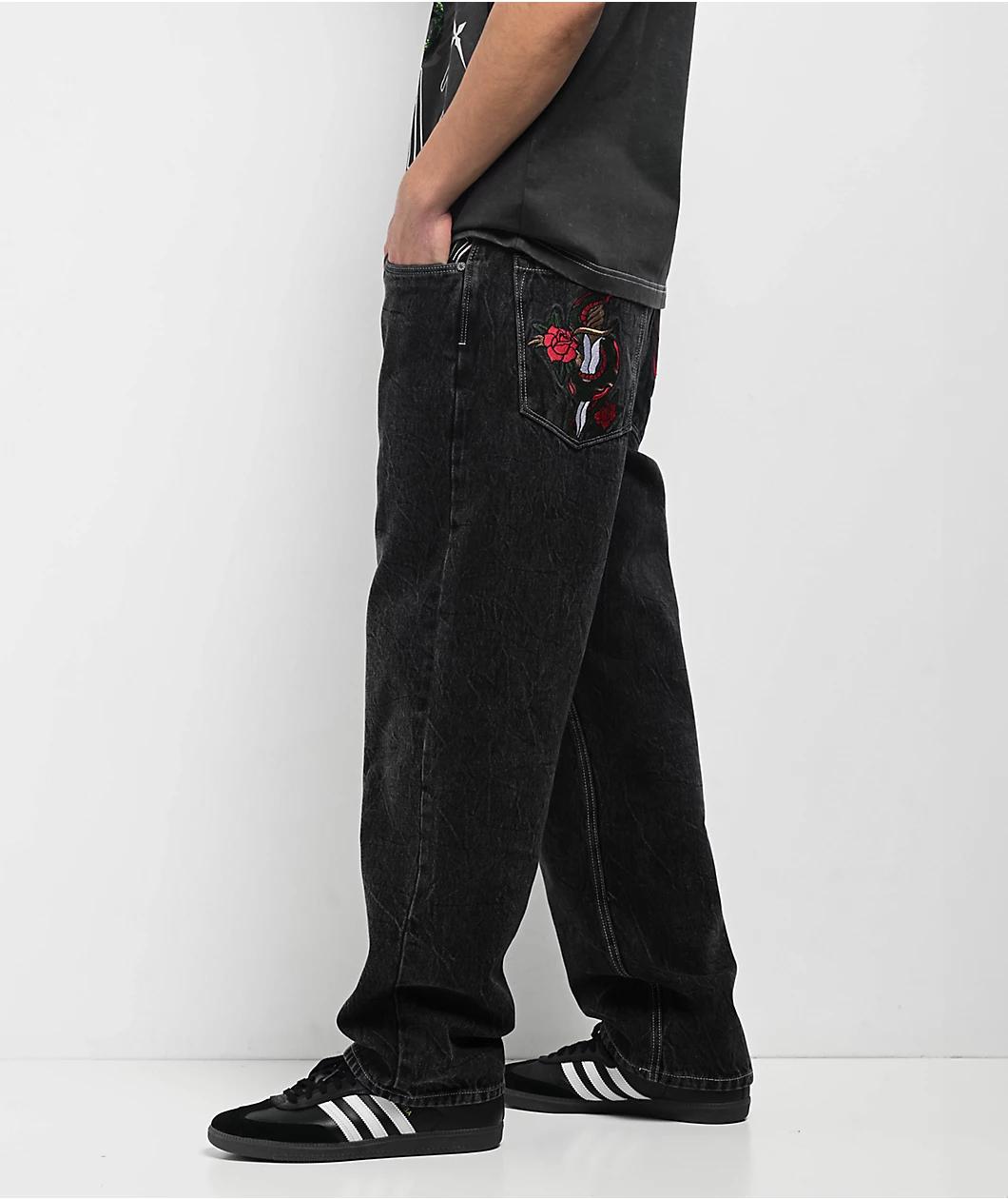 Ninth Hall Ambush Embroidered Black Denim Jeans Product Image