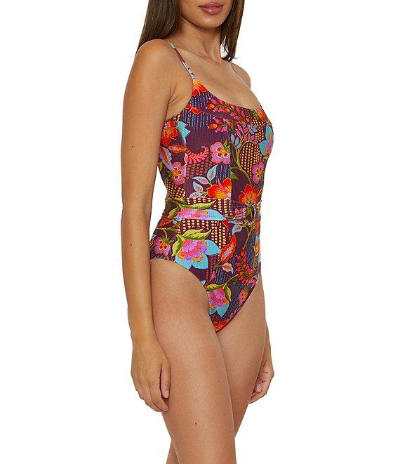 Becca By Rebecca Virtue Portofino Makenna Corset Marbleized Ring Belt One Piece Swimsuit Product Image