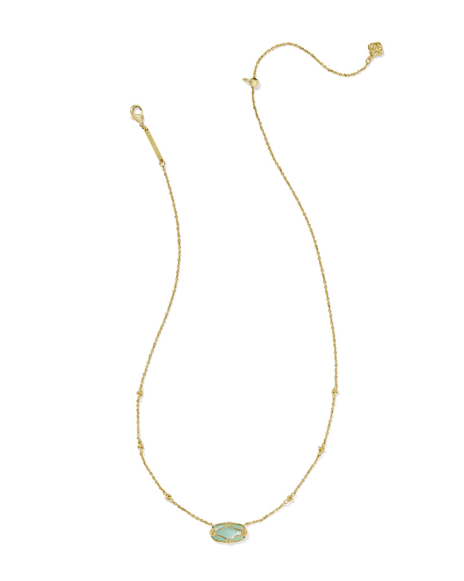 Elisa Lattice Frame Gold Short Pendant Necklace Product Image