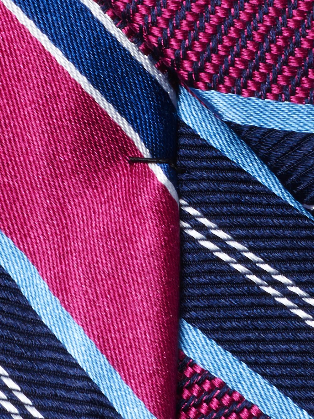 Stripe Woven Silk Tie - Blue/berry Product Image