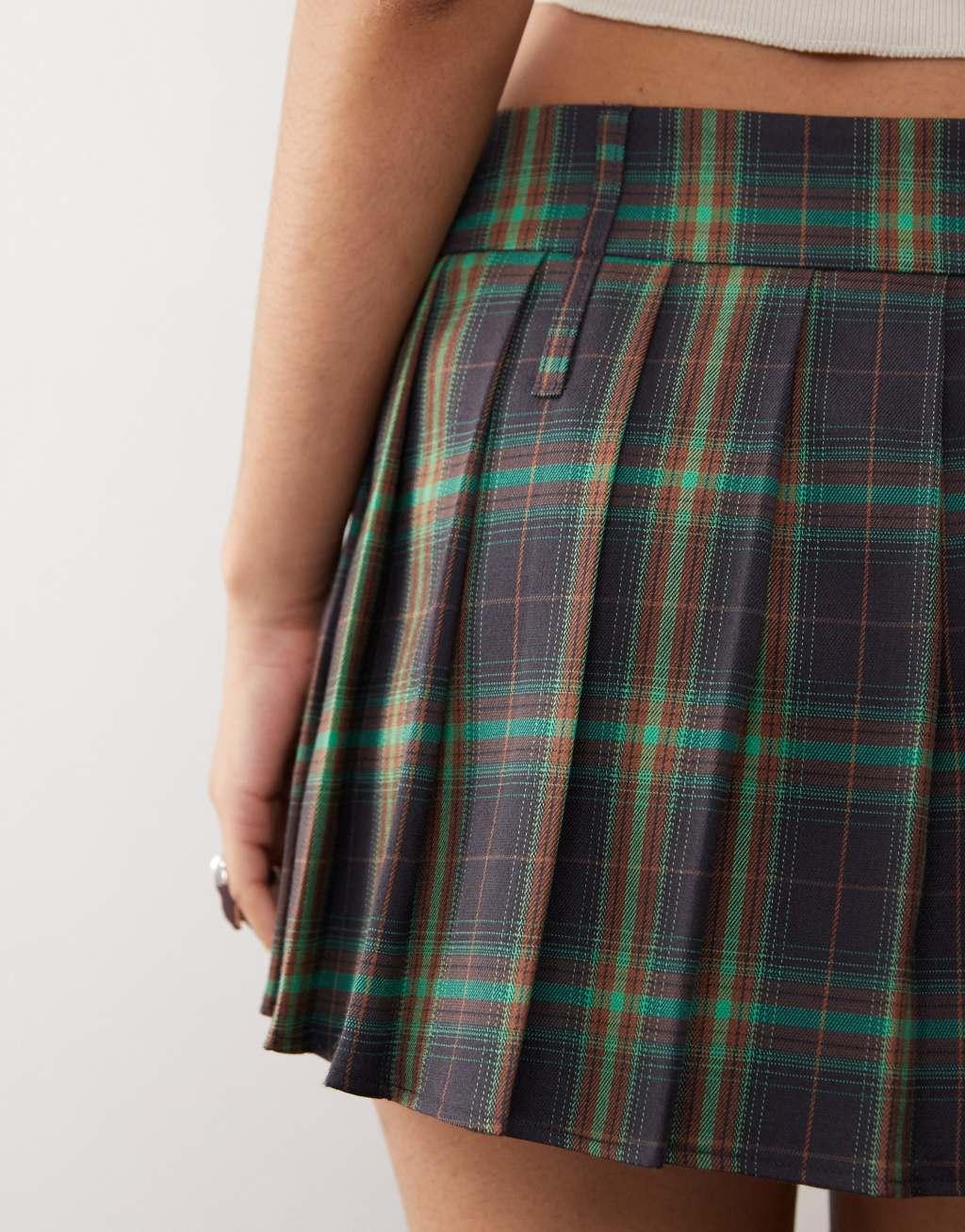 COLLUSION tailored mini skirt in green check Product Image