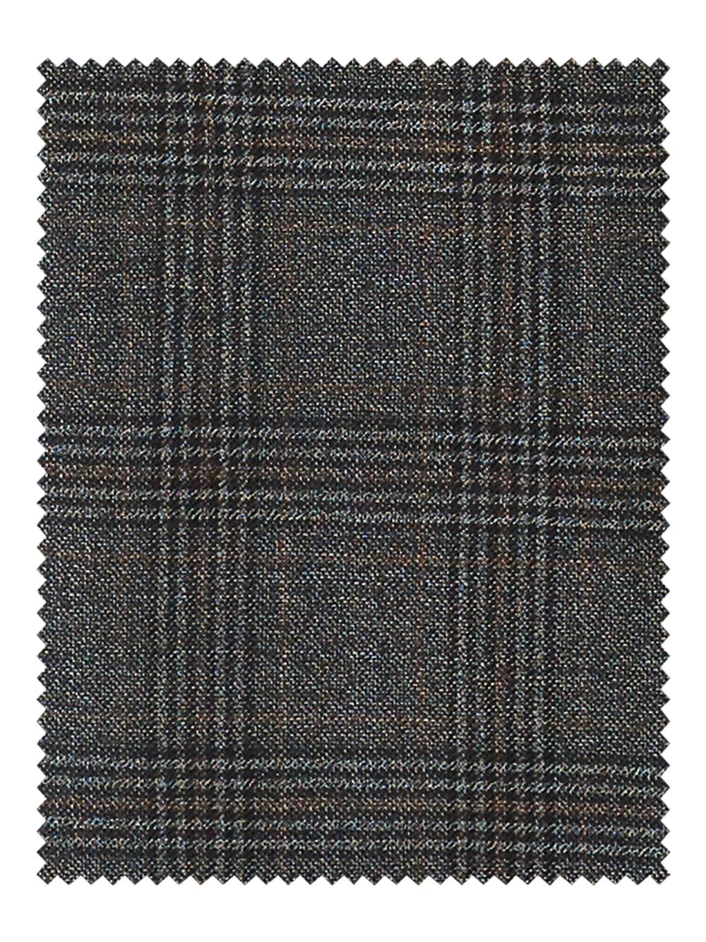 Wool Plaid Single Pleat Suit Pants - Charcoal Product Image