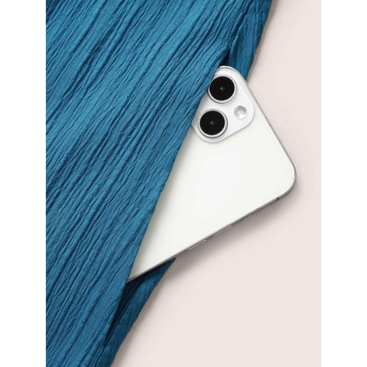 Plus Size Textured Tiered Ruffle Cap Sleeve Dress Mediumblue Women Elegant Ruffles Round Neck Cap Sleeve Curvy BloomChic 30/6X Product Image