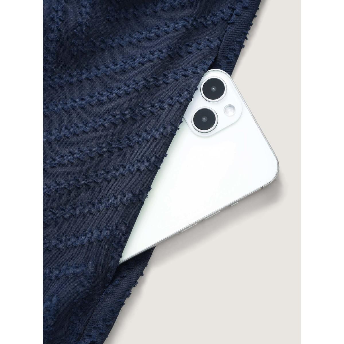 Plus Size Texture Tiered Ruffle Sleeve See Through Dress Navy Women Romantic Texture V-neck Half Sleeve Curvy BloomChic 28/5X Product Image