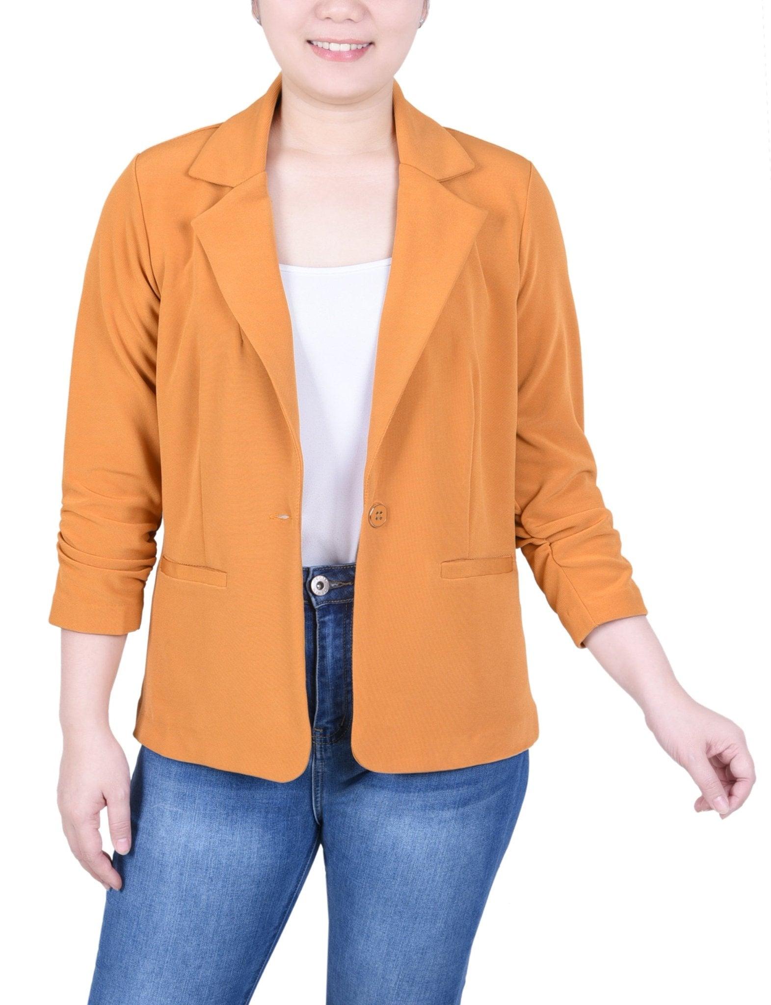 Black Long Sleeve Scuba Crepe Jacket Product Image