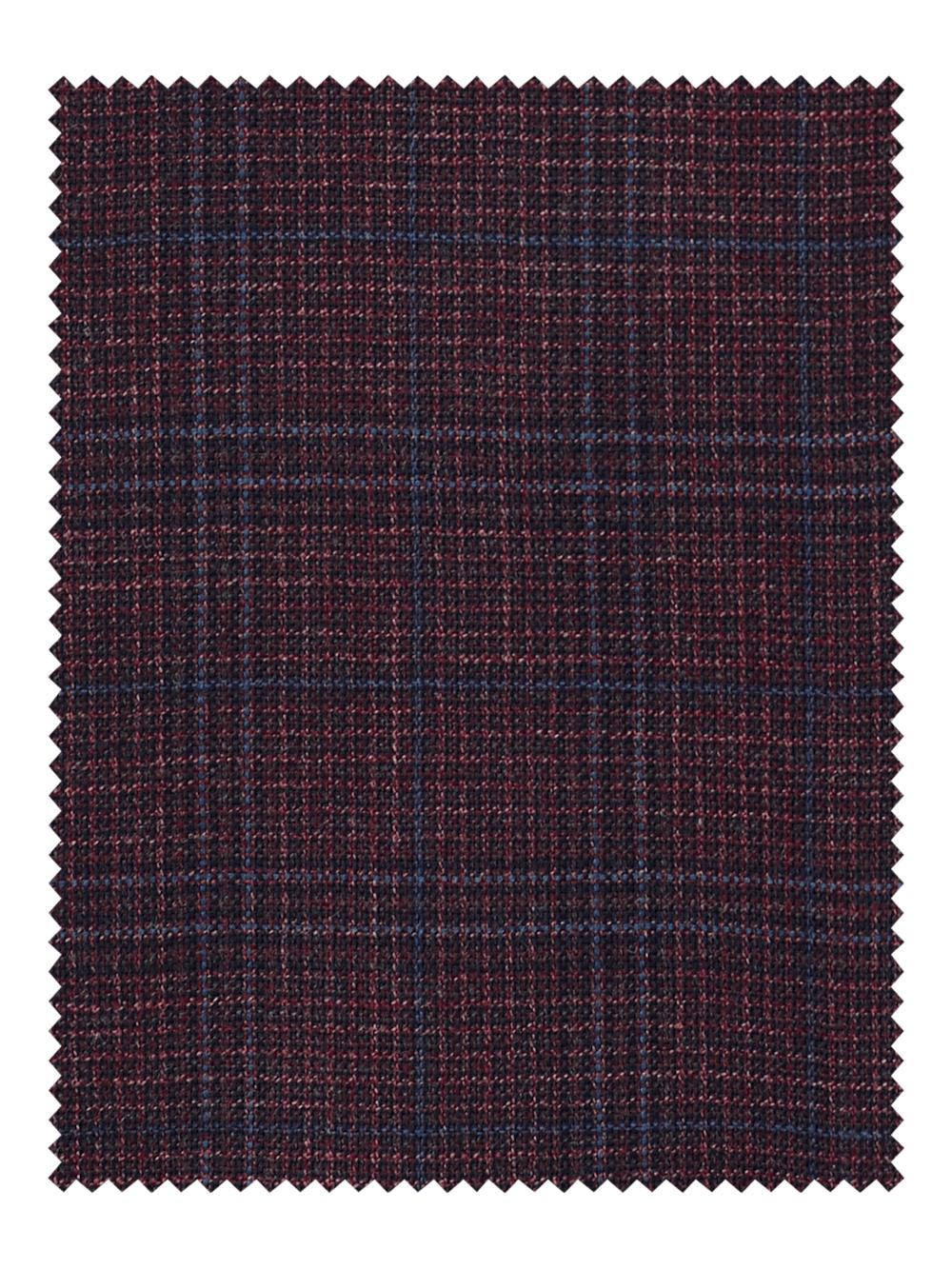 Wool Plaid Single Pleat Suit Pants - Wine Product Image