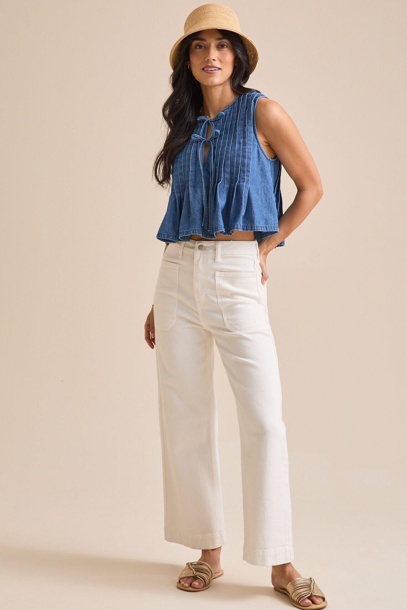 Braleigh Denim Pleated Top Product Image