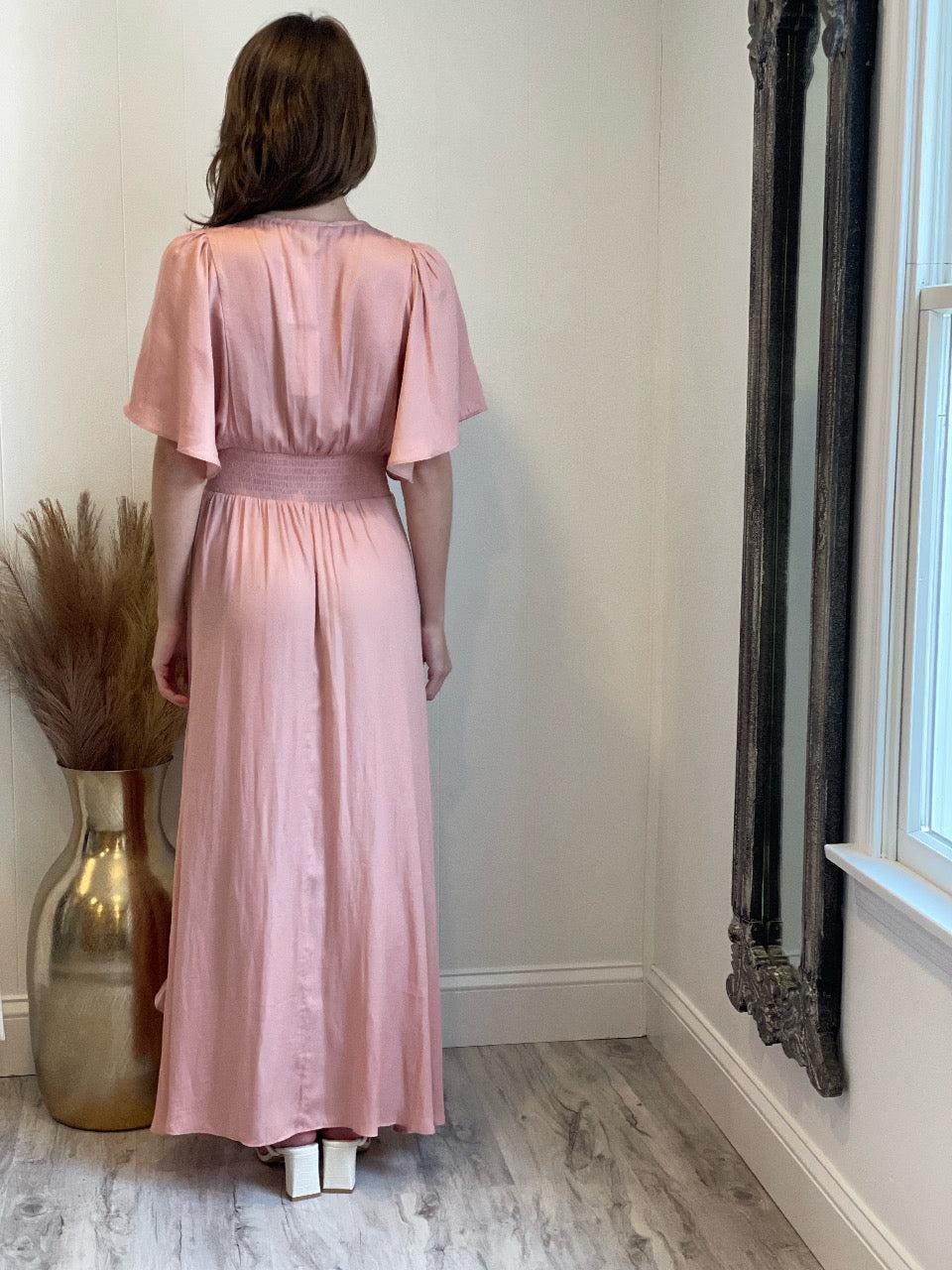 Pippa Satin Maxi Dress | Pink FINAL SALE Product Image