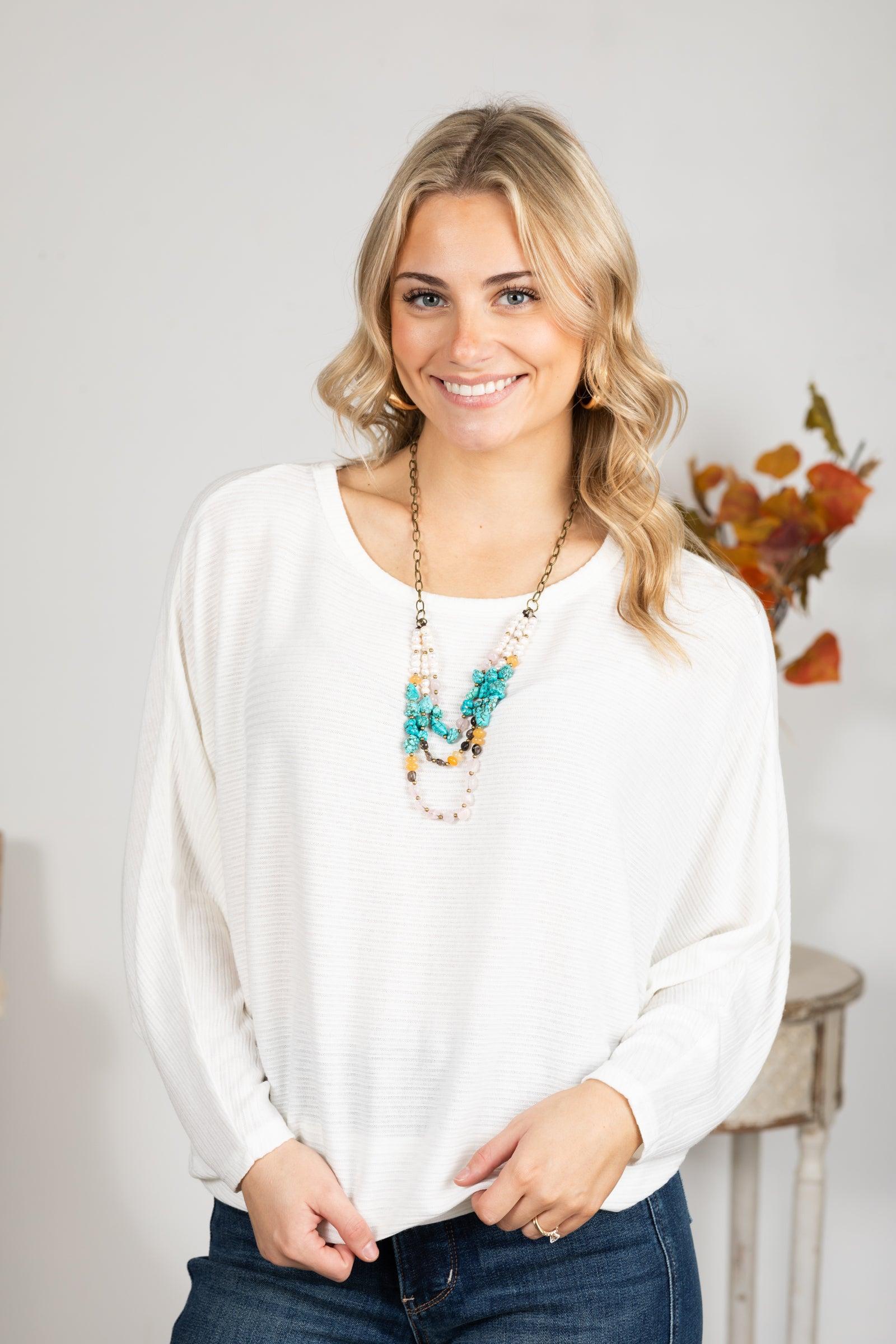 Ribbed Dolman Sleeve Lightweight Sweater Product Image