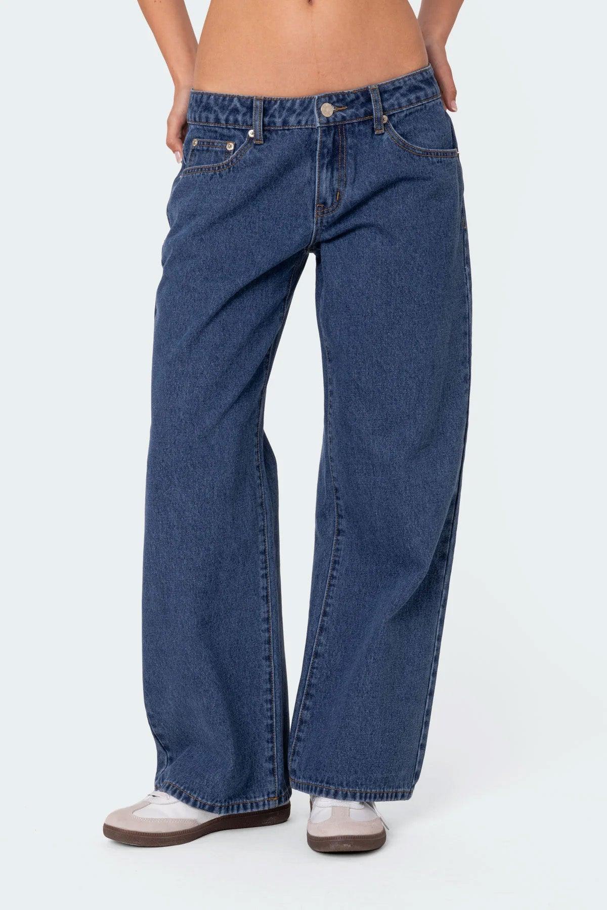 Petite Raelynn Washed Low Rise Baggy Jeans Product Image