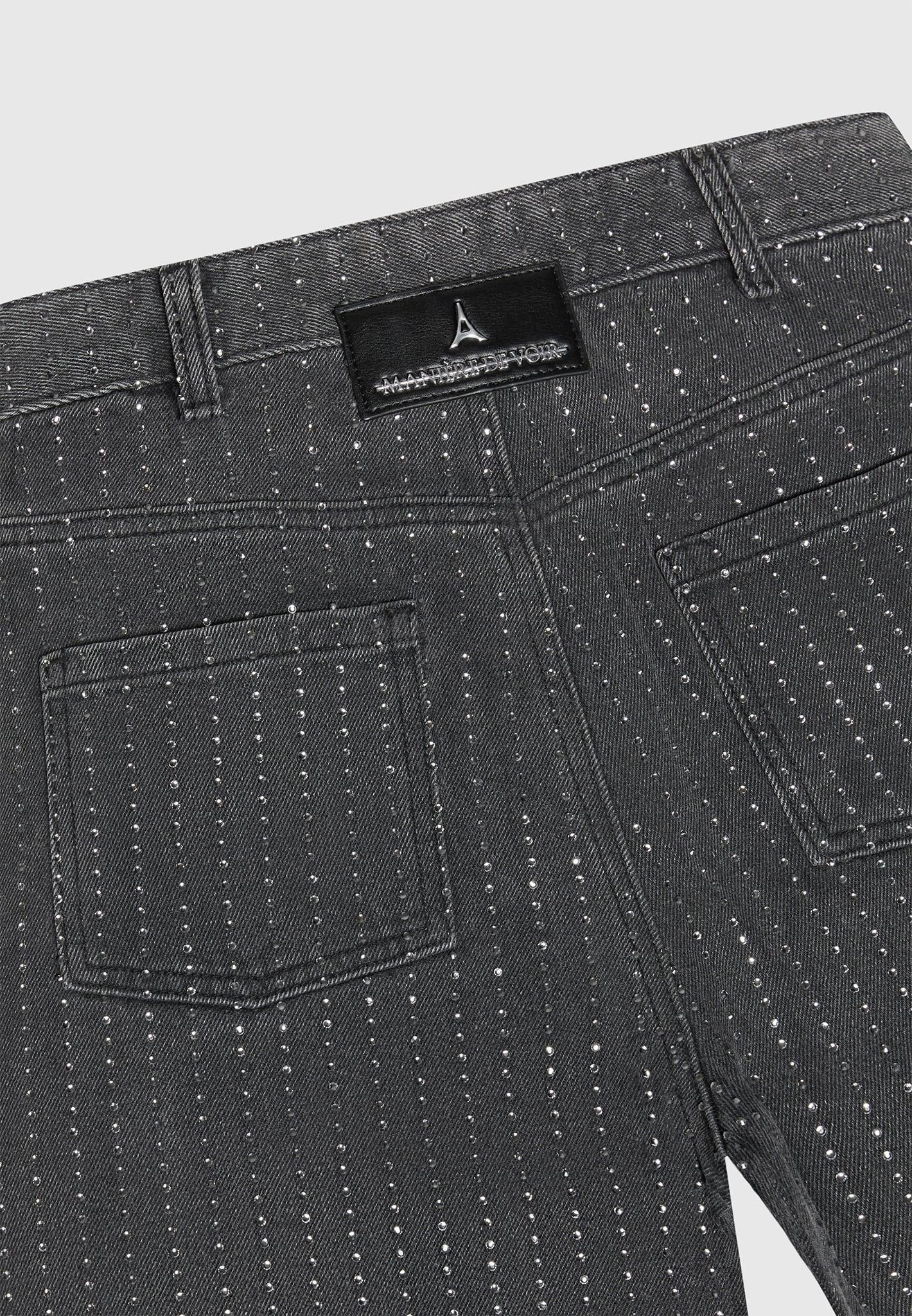 Rhinestone Mom Jeans - Washed Grey Female Product Image