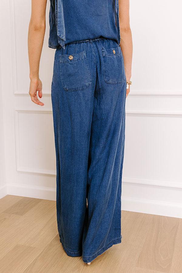 Cool Energy High Waist Chambray Wide Leg Pants Product Image