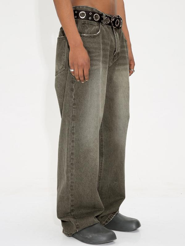Personality Washed Waist Retro Loose Jeans Product Image