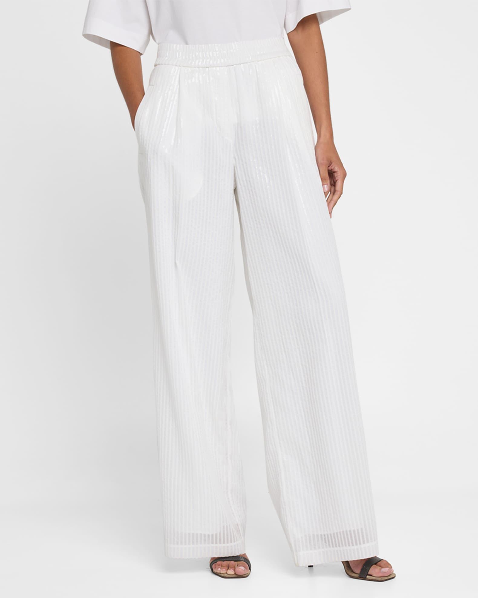 Stripe Sequined Wide Leg Organza Pants Product Image