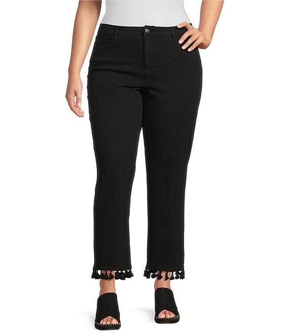 John Mark Plus Size Tassel Trim Hem Ankle Pants Product Image