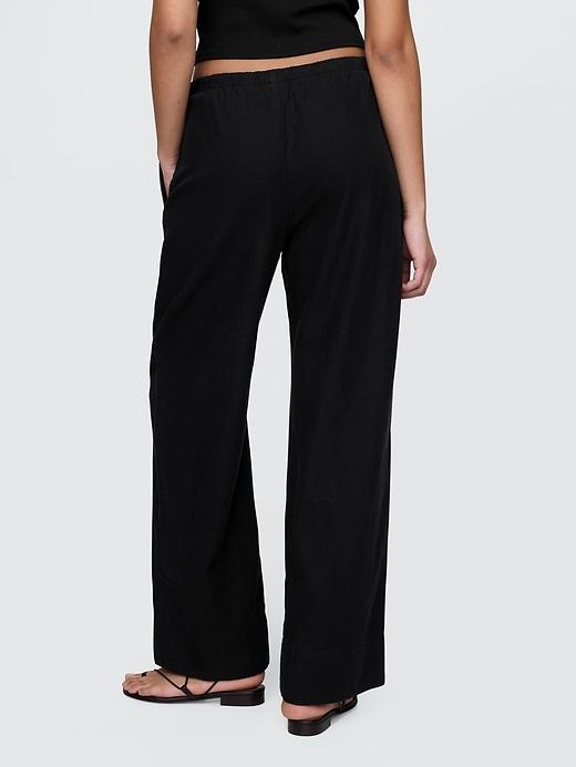 Linen-Blend Easy Wide-Hem Pants Product Image