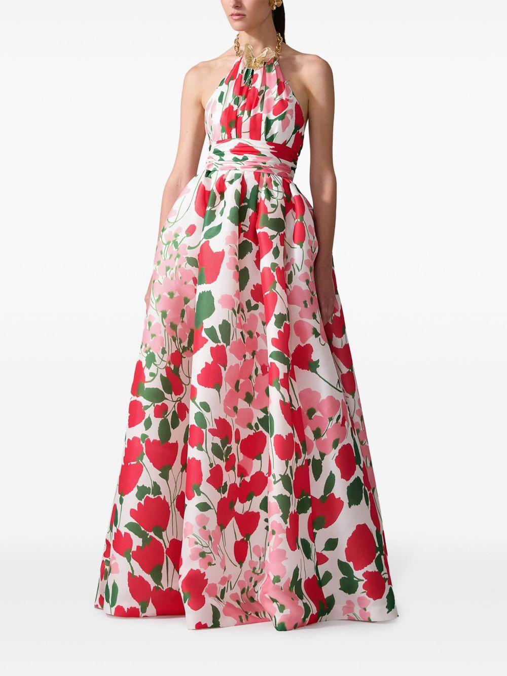 floral-print halterneck gown Product Image