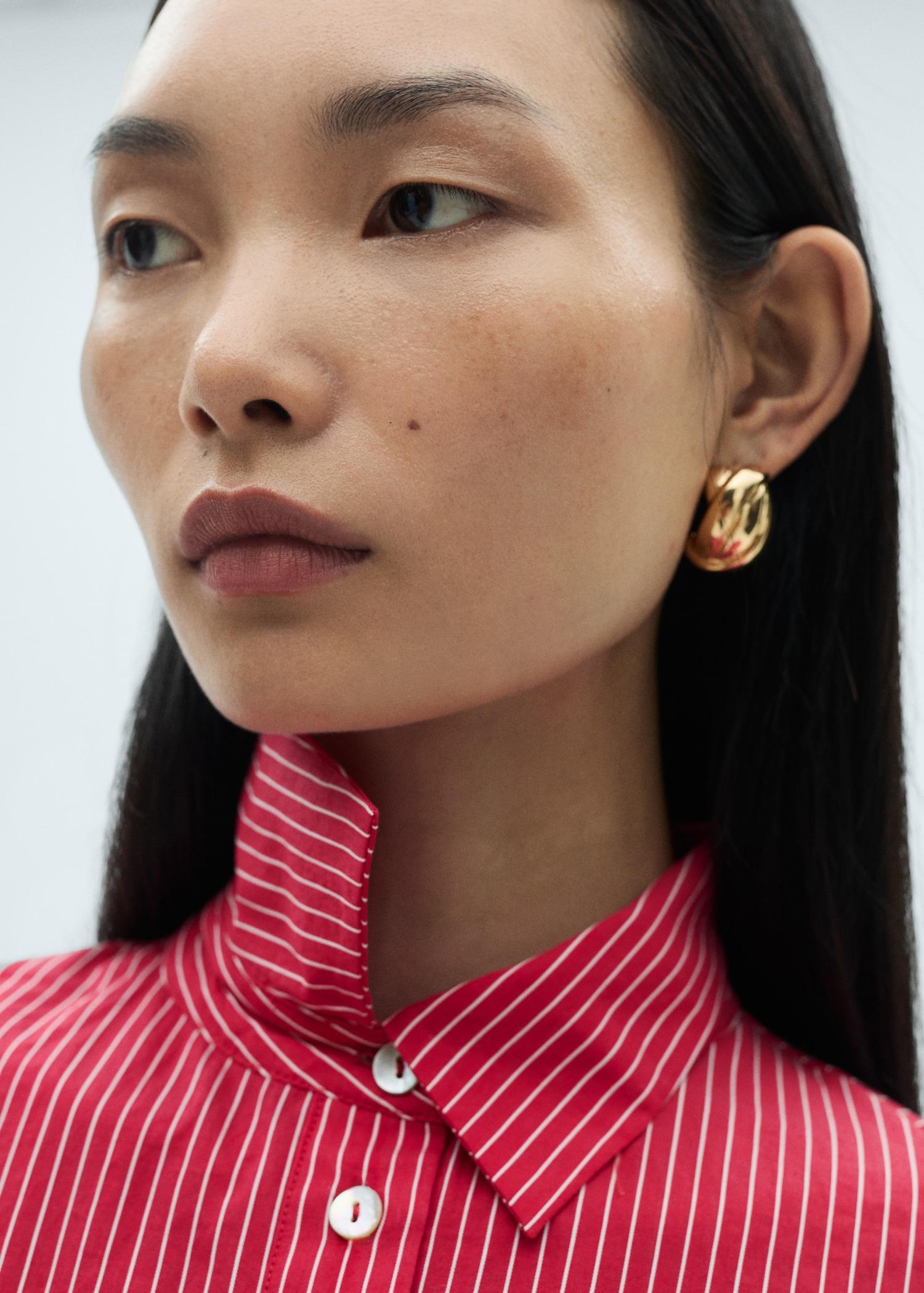 Striped cotton shirt dress - Women | MANGO USA Product Image