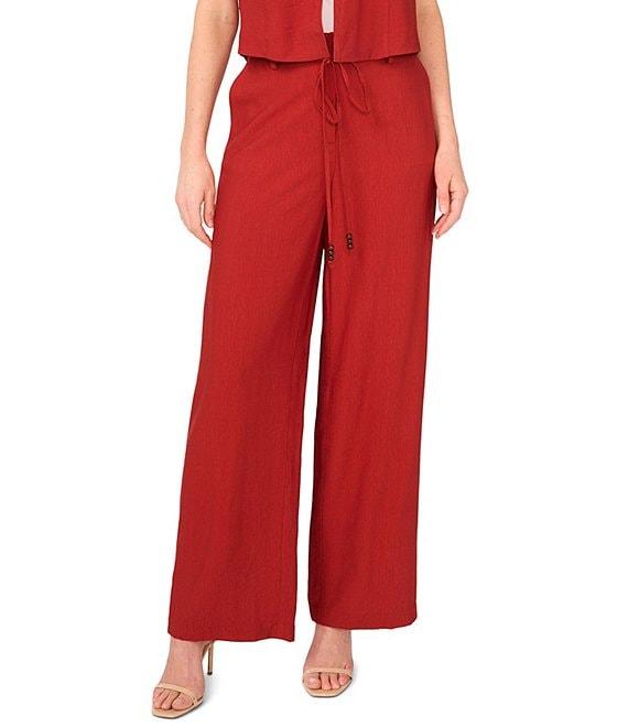 Vince Camuto Coordinating Woven Belted Straight Leg Pants Product Image